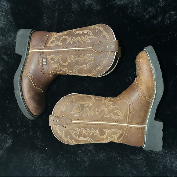 Justin Women’s 7.5B Brown Leather Roper Cowboy Boots – Western Classic - Picture 10 of 10